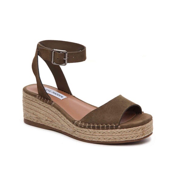 Steve Madden Shoes - STEVE MADDEN Olive Green Elody Sandal Wedges